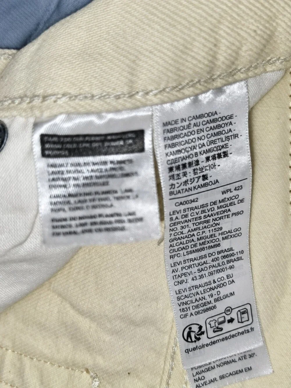 Levi’s Premium 501 Big E Cream Distressed Jeans W29 L26